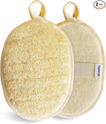 YIQINGJIE Natural Loofah Sponge Exfoliating Body Scrubber (2 Pack),Made with Eco-Friendly and Biodegradable Shower Luffa Sponge, Loofah for Women and Men, Beige