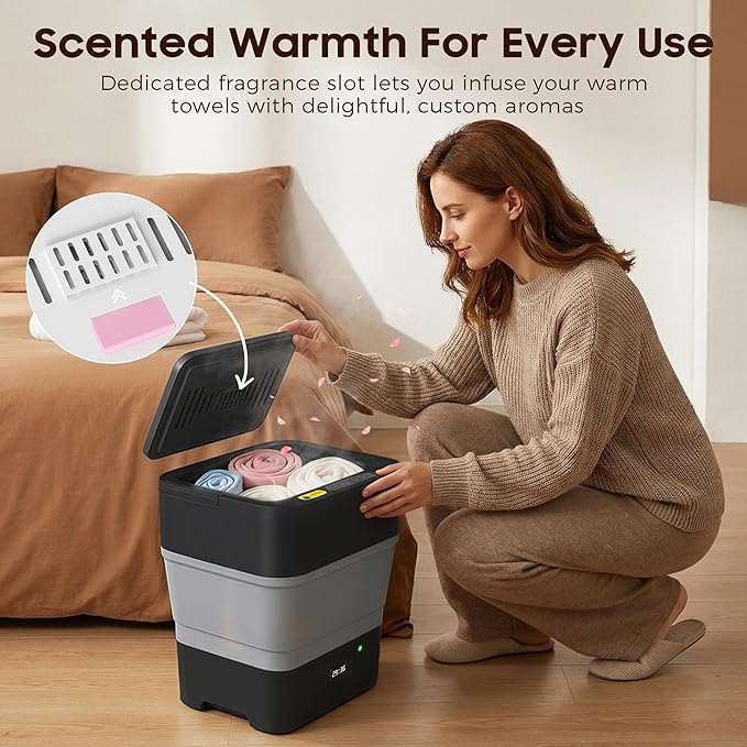 Foldable Towel Warmer,30L Hot Towel Warmers for Bathroom and SPA with 24H Timer,Large Auto Shut Off Towel Heater Bucket Fits Up to Oversized Towels,Bathrobes,Blankets,Fast Heating Towel Dryer for Home