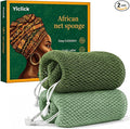 Yiclick African Net Sponge Authentic with Knots 2 Pack - Exfoliating Washcloth Towel, Back Scrubber for Shower Bath, Exfoliating Body Scrubber Exfoliator, African Rags Wash Cloth Loofah Lufa Sponge