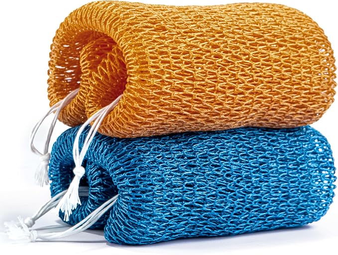 Yiclick African Net Sponge Authentic with Knots 2 Pack - Exfoliating Washcloth Towel, Back Scrubber for Shower Bath, Exfoliating Body Scrubber Exfoliator, African Rags Wash Cloth Loofah Lufa Sponge
