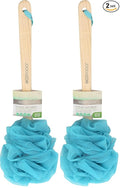 Bath Pouf with Handle - Hard-to-Reach Cleansing Sponge - EcoPouf Bath Brush - Assorted Colors (Pack of 2)