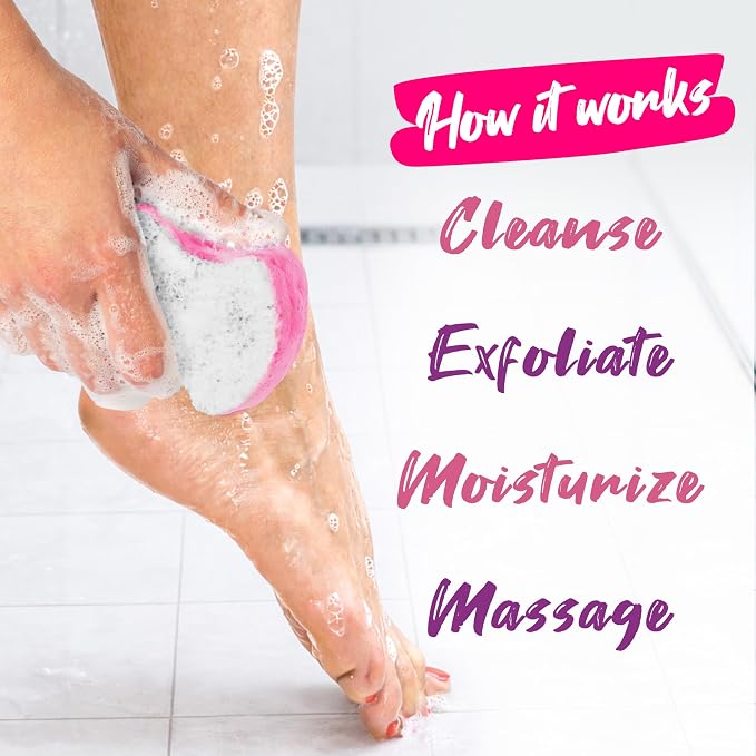 Spongables Pedi Scrub Foot Exfoliating 5+ Wash Travel Sponge, Lavender, 6 Count