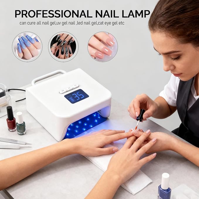 UV Nail Lamp Cordless,220W UV Light for Gel Nails, Rechargeable Professional LED Nail Lamp with 48 Beads & Touch Display, Gel Light Dryer with Built-in 3-Timer Modes,Curing Lamp for Salon & Home