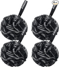 AmazerBath Loofah Sponge 75g/Piece, Loofah for Men Body Scrubber - Bath Sponge Loofa Set of 4 Black (Large)