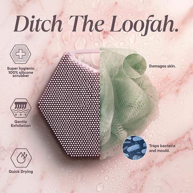 TOOLETRIES Silicone Body Scrubber 2.0, Loofah Alternative - Blossom | Gentle exfoliating shower scrubber that's quick drying, hygienic and longer lasting than traditional loofahs.