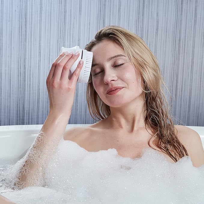 Electric Body Brush,5 Attachments Brush Heads Electric SPA Spin Scrubber for Shower Bathing Cleansing Wash Deep Cleaning with Silicone Rechargeable IPX7 Waterproof