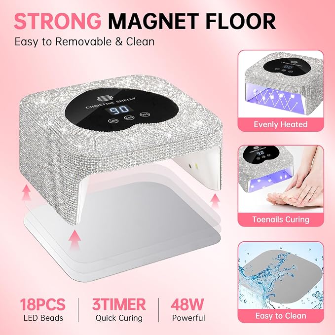 UV Light for Gel Nails, 48W Plug-in Mini UV Nail Lamp | Portable Nail Lamp Diamond Nail Dryer with Touch Control Auto Sensor and 3 Timer Settings Nail Light Curing Lamp, Home