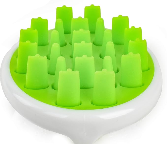Zyllion Hair Shampoo Brush and Scalp Massager Care for Dandruff Removal, Scrubber, Hair Growth and Exfoliator with Flat and Pointed Soft Silicone Bristles for Women and Men - Green (ZMA-12-GR)