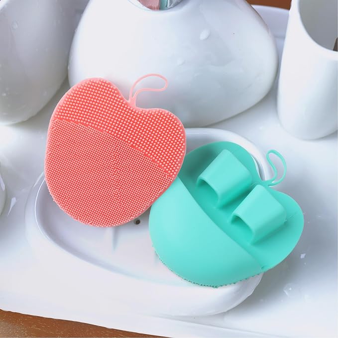INNERNEED Anti-Slip Soft Silicone Facial Cleansing Brush Handheld Face Wash | Food-grade Hygienic Gentle Exfoliating and Massaging Face Scrubber Pad, Deep Clean for All Skin Types (Pack of 3)
