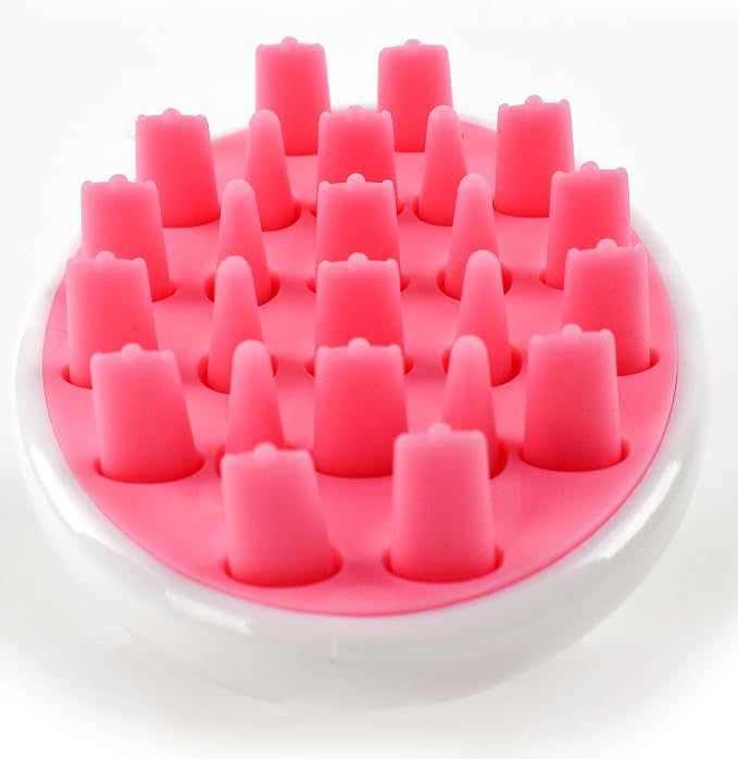 Zyllion Hair Shampoo Brush and Scalp Massager Care for Dandruff Removal, Scrubber, Hair Growth and Exfoliator with Flat and Pointed Soft Silicone Bristles for Women and Men - Pink (ZMA-12-PK)