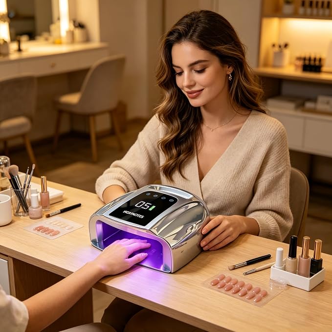 UV Nail Lamp, 96W Cordless Professional Rechargeable UV LED Portable Lamp, 4 Timer Setting and Smart Sensor Gel Nail Dryer, Ideal for Training, Nail Art Practice, Home & Salon