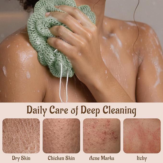 Yiclick African Net Sponge Authentic with Knots - Exfoliating Washcloth Towel, Back Scrubber for Shower Bath, Exfoliating Body Scrubber Exfoliator, African Rags Wash Cloth Loofah Lufa Sponge