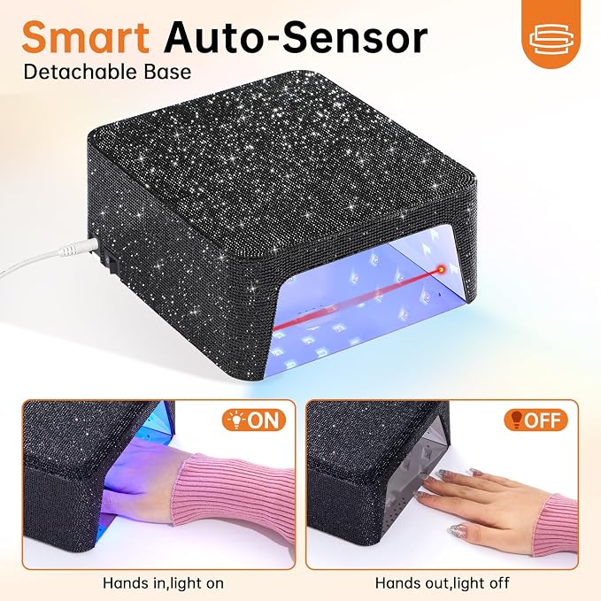 96W UV Nail Lamp, Plug-in Nail Dryer | UV Light for Nails with 4 Timer Setting, Touch Control & Auto Sensor, Fast Curing Lamp for Gel Polish Manicure Salon & Home