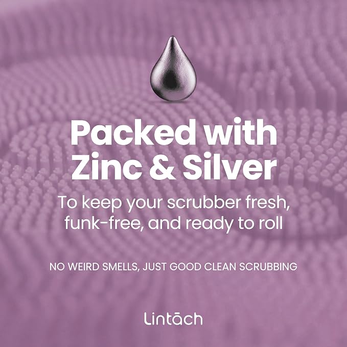 Silicone Shower Body Scrubber, Exfoliating Loofah Alternative - Purple | Exfoliating loofah alternative, zinc & silver-infused silicone, hygienic, gentle for sensitive skin, durable & long-lasting