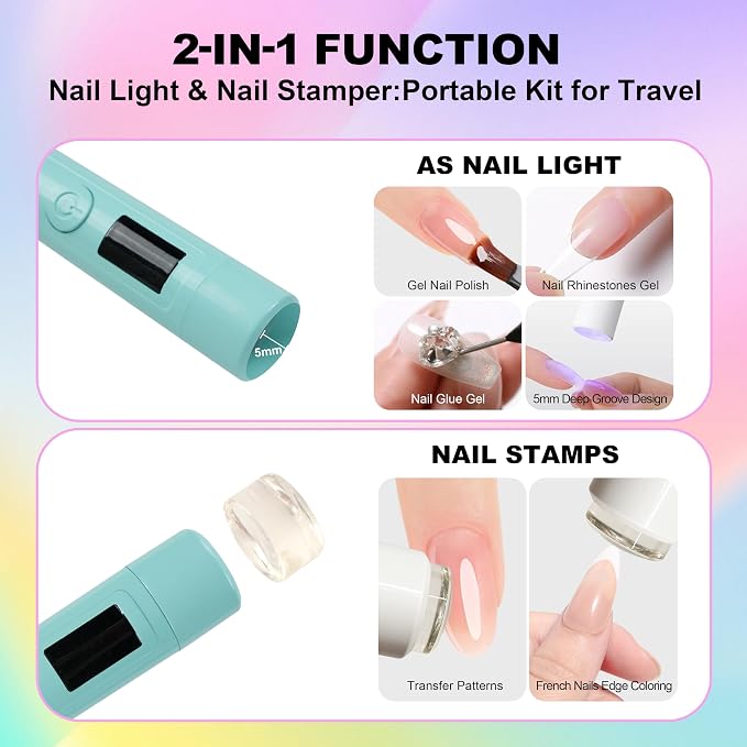 Mini UV Light for Nails,Portable LED Flash Cure Lamp for Gel X Polish, Small Handheld Magnetic Uv Pen for Single Finger, Nail Curing Lamp with Stand for Starter Salon DIY/Home Manicure/Travel