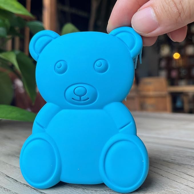 Premium Sensory Brush for Kids or Autism,Soft Silicone Body Scrubber,2 in 1 Sensory Room Occupational Therapy Sensory Brushes,Silicone Loofah,Pet Shower Brush Bath Brush Shampoo Brush(bear-light blue)