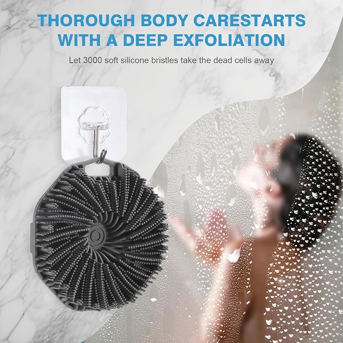2Pcs Silicone Body Scrubber,Exfoliating Body Scrubbers for use in Shower,Silicone Body Brush for Showering and Anti-Slippery Handles for All Skin Types,Eco Friendly Shower Scrubber for Body XSDLSSLY