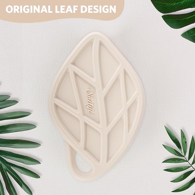 Sndyi Silicone Body Scrubber, Gentle Exfoliating Body Scrubber for Sensitive Skin, Leaf Shaped Shower Scrubber for Body with Lathering Bristles, Silicone Loofah Body Brush for Showering, 2PCS