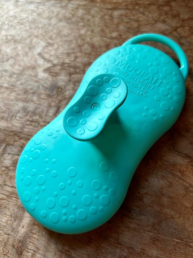 MOOFAH™ Body Scrubber- Deep Cleansing, Gentle Exfoliation for Smoother Skin, Soft-Touch Bristles, Made in USA by Chicago Comb, Easy Rinse, Quick-Dry (Aqua)