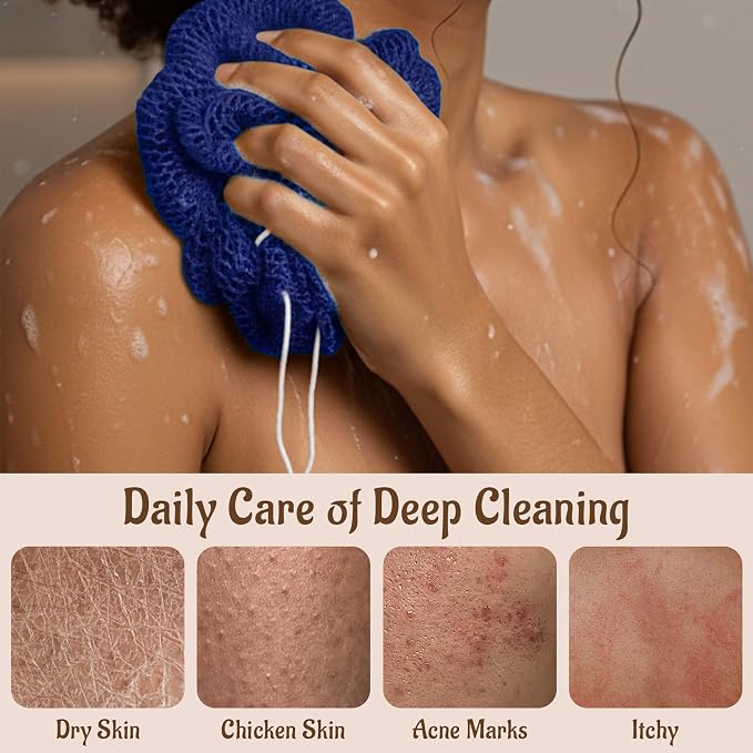 Yiclick African Net Sponge Authentic with Knots - Exfoliating Washcloth Towel, Back Scrubber for Shower Bath, Exfoliating Body Scrubber Exfoliator, African Rags Wash Cloth Loofah Lufa Sponge