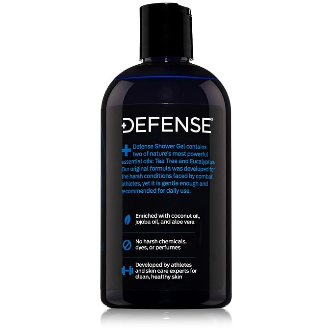 Defense Soap Shower Tools Set & Defense Soap Organic Tea Tree Body Wash | All Natural Shower Gel with Tea Tree Oil, Eucalyptus Oil, and Aloe Vera. Wrestling Inspired, for All Mens & Womens Skin Types