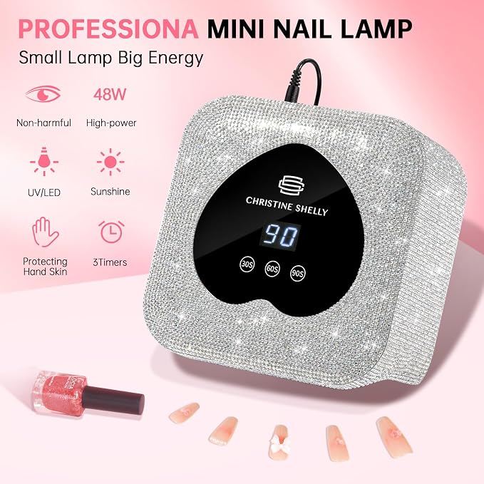 UV Light for Gel Nails, 48W Plug-in Mini UV Nail Lamp | Portable Nail Lamp Diamond Nail Dryer with Touch Control Auto Sensor and 3 Timer Settings Nail Light Curing Lamp, Home