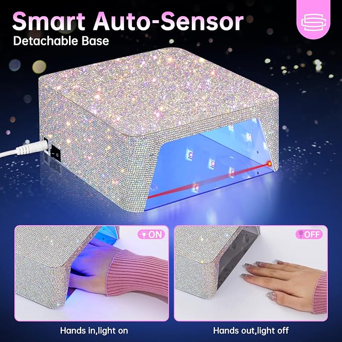 96W UV Nail Lamp, Plug-in Nail Dryer | UV Light for Nails with 4 Timer Setting, Touch Control & Auto Sensor, Fast Curing Lamp for Gel Polish Manicure Salon & Home