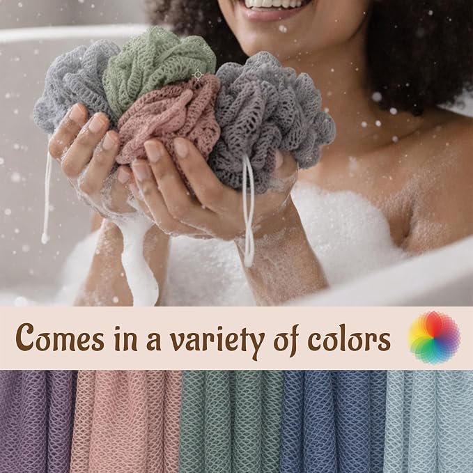 Yiclick African Net Sponge Authentic with Knots - Exfoliating Washcloth Towel, Back Scrubber for Shower Bath, Exfoliating Body Scrubber Exfoliator, African Rags Wash Cloth Loofah Lufa Sponge