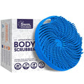 Antimicrobial Silicone Body Scrubber - Blue - Shower Hanger & Sticker, Lymphatic Support, Deep Exfoliation-Cleansing, Family Hygiene | Deep-cleansing exfoliating shower scrubber includes hanger and wall sticker for convenient family hygiene