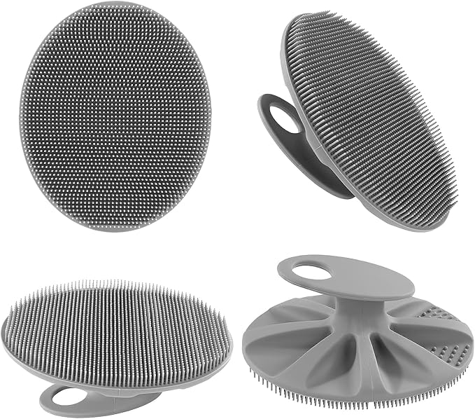INNERNEED Silicone Body Cleansing Brush Exfoliating Scrubber, Gray | Gentle Massage, Deep Clean, Hygienic Shower Scrub Brush Soft Bristles for All Skin Types, Easy to Hold