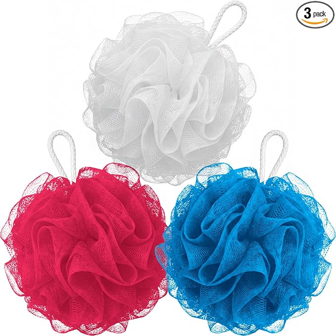 DecorRack 3 Loofah Sponges, Exfoliating Mesh Body Scrubber (3 Pack)