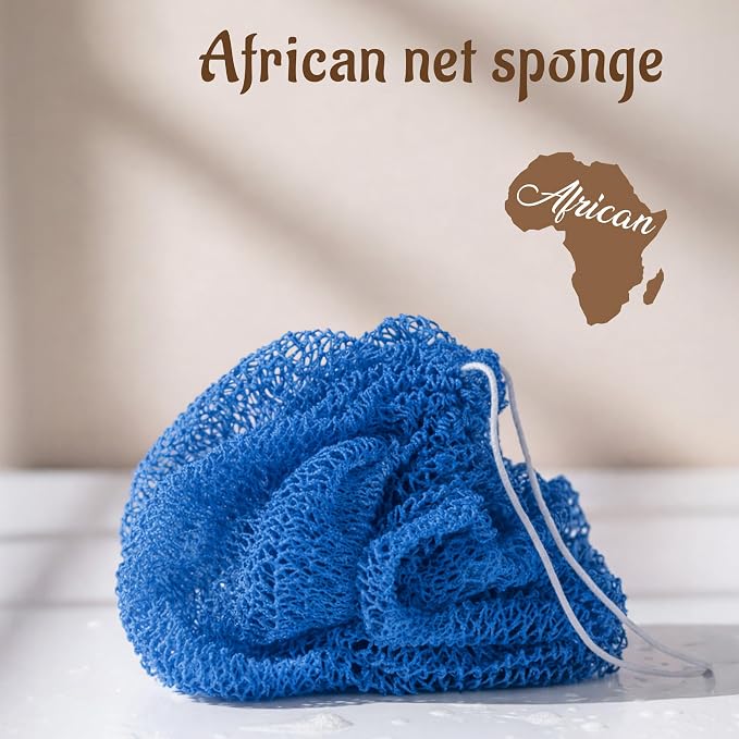 Yiclick African Net Sponge Authentic with Knots - Exfoliating Washcloth Towel, Back Scrubber for Shower Bath, Exfoliating Body Scrubber Exfoliator, African Rags Wash Cloth Loofah Lufa Sponge