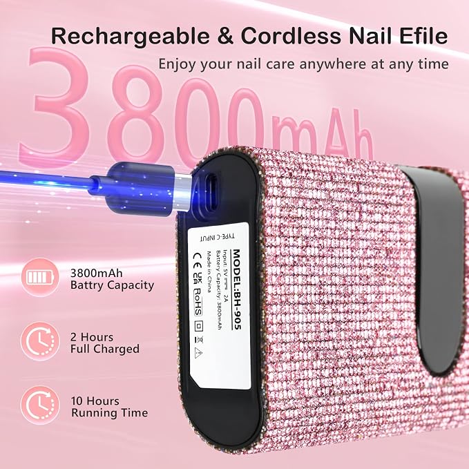 Lavinda UV Nail Lamp 54W, Cordless Gel UV Led Nail Lamp for Gel Nail Polish & 35000RPM Electric Nail File for Acrylic Gel Nails, Cordless Portable Nail Drill