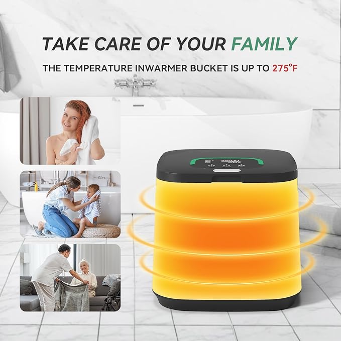 Towel Warmer for Bathroom, 16L Hot Towel Warmers Bucket with LED Display, 3 Heating Modes, Up to 24 Hour Delay, Luxury SPA Towel Heater - Black