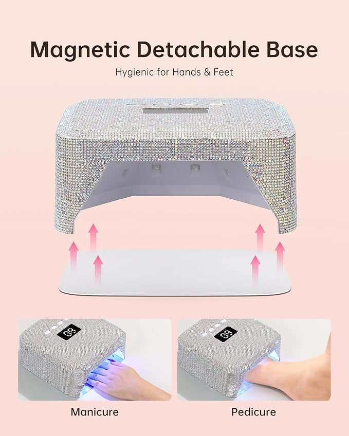 UV Nail Lamp, Cordless UV Light for Gel Nails, Nail Dryer, Salon & Home | 30 Beads | 120W | 6000mAh | Smart Sensor | Detachable Base