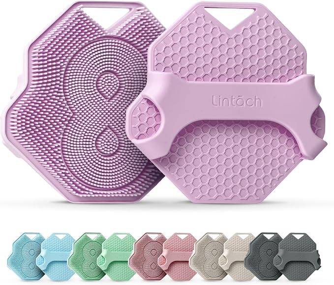 Silicone Shower Body Scrubber, Exfoliating Loofah Alternative - Purple | Exfoliating loofah alternative, zinc & silver-infused silicone, hygienic, gentle for sensitive skin, durable & long-lasting
