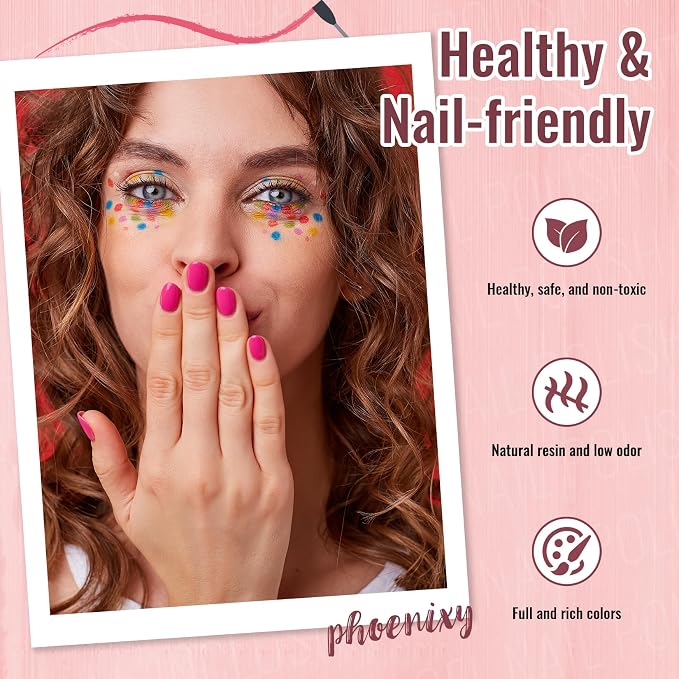 phoenixy 45 Colors Gel Nail Polish Kit with UV/LED Nail Lamp | 64 PCS Gel Nail Kit Nail Kit with Nail Lamp Base Coat & 4 Effect Top Coat Perfect for Beginner