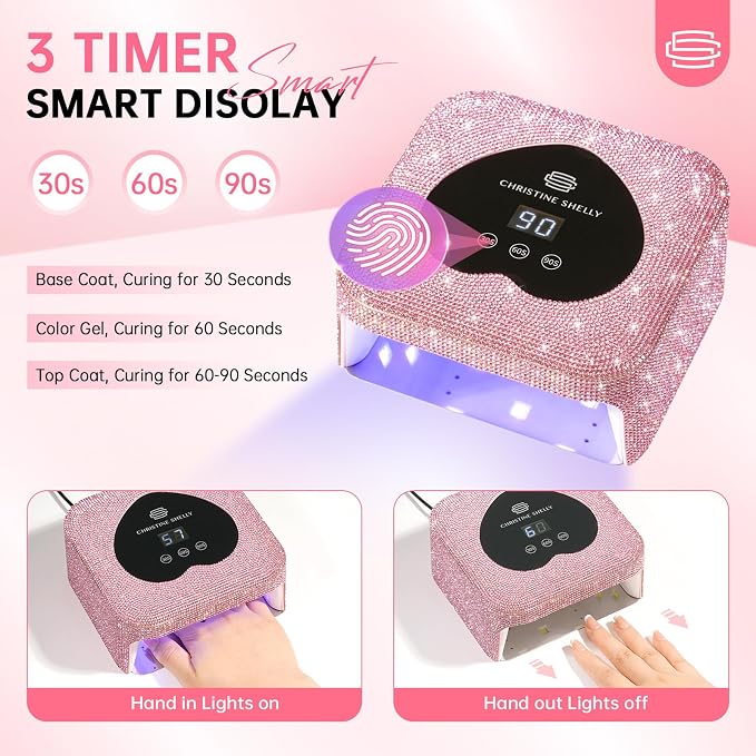 UV Light for Gel Nails, 48W Plug-in Mini UV Nail Lamp | Portable Nail Lamp Diamond Nail Dryer with Touch Control Auto Sensor and 3 Timer Settings Nail Light Curing Lamp, Home