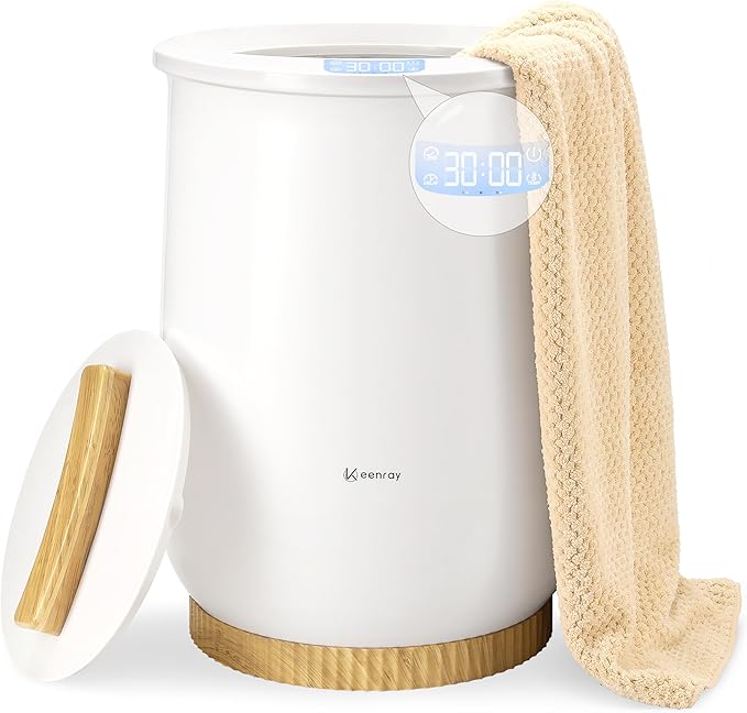 Keenray Towel Warmer, Large Towel Warmers for Bathroom with 4 Heat Timer and Up to 24 Hour Delay Timer, Luxury Towel Warmer Bucket, Towel Heater for Oversize Bathrobes Blankets, Upgraded CL1Plus