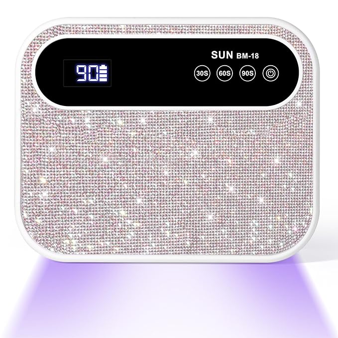 Led Nail Lamp, 126W Gel Nail Light Rechargeable Professional Lamp 42 Durable UV LED Beads Automatic Sensor Fast & Even Curing All Gel Polish Manicure at Home and in Salons(Sparkly White)