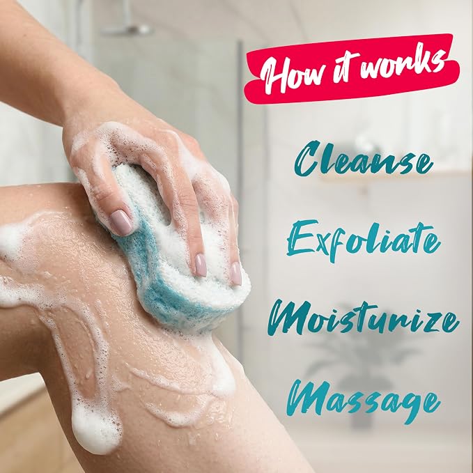 Spongeables Body Wash in a 20+ Wash Sponge, Sea Salt, 3 Count | Dual-Textured to Cleanse, Exfoliate, Moisturize, and Massage, Just Add Water to Activate the Soap in the Sponge