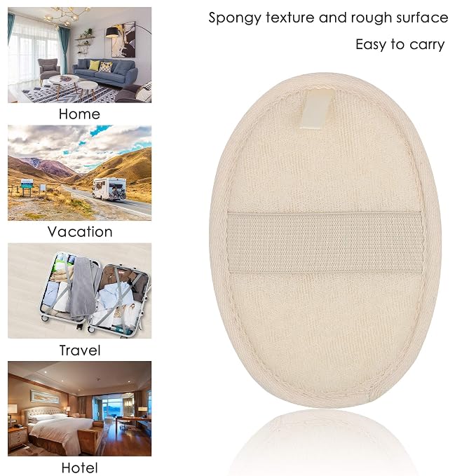 10-Pack Exfoliating Loofah Sponge Pads - Natural Luffa & Terry Cloth, Body Scrubbers for Shower & Bath Mooerca 1