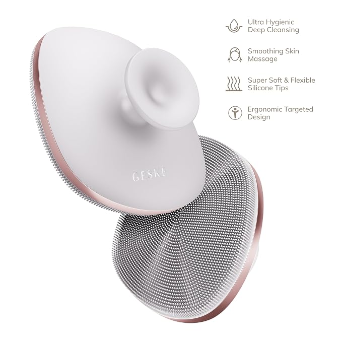 GESKE Body Brush | 4 in 1 | Design with Metal Ring | Cleansing Brush for the Entire Body | Professional Deep Cleaning | Soft Silicone Bristles | Ergonomic Two-Finger Design