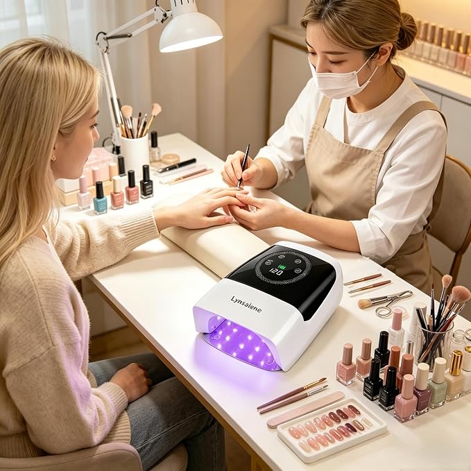 132W UV LED Nail Lamp,Rechargeable UV Light for Gel Nails with 4 Timers | Profsssional LED Nail Lamp Nail Dryer with LCD Screen,Fast Curing for Salon & Home Use