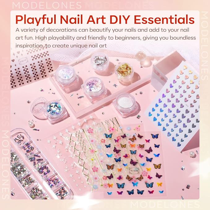 Modelones Poly Nail Gel Kit 8 Fall Colors with 48W UV/LED Lamp | Orange Pink Brown Glitter Extension Builder Gel Complete Art Tools Manicure Professional Starter Supplies DIY at Home