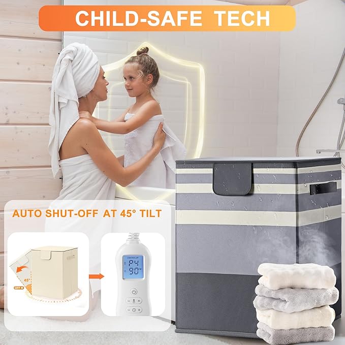Foldable 40L Large Towel Warmer Bucket，360° Even Heating SPA Towel Warmers for Bathroom, Fast Heating with 4 Modes & 30/60/90 Min Presets & Auto Shut-Off, Gift Box