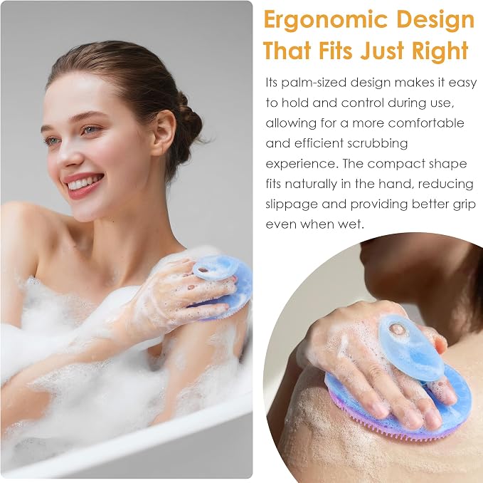 INNERNEED Magnetic Silicone Body Scrubber, Hygienic Shower Brush, Purple | Gentle Exfoliating & Deep Cleansing Body Brush for Daily Shower, Skin Vitality