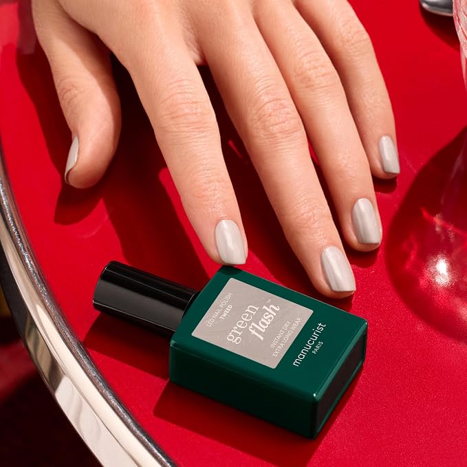 Manucurist Green Flash Tweed Pearlescent Grey LED Gel Nail Polish | LED Gel Polish & Semi-Permanent Nail Varnish, UV Nail Lamp - 12-Free, Bio-Sourced, Vegan, Made in France, 0.5 fl oz
