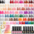 PEACECOLOR 60Pcs Gel Nail Polish Set - 55 Colors Gel Polish with Base Coat & 4 Effects Top Coat All Seasons Color Nail Polish Set Nail Kit Gifts for Women Girls Teens Nail Salon at Home