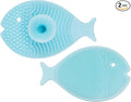 Innobaby Bathin Smart Silicone Cradle Cap Brush for Baby, Essential for Dry Skin & Eczema, Gentle Scrubber & Exfoliator with Suction Handle, Quick Dry Food Grade Silicone, Blue (2 Pack)